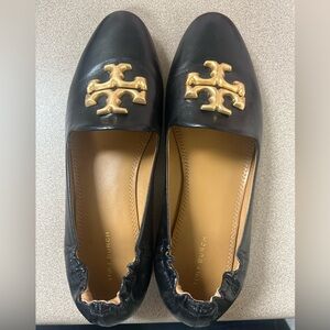 Tory Burch Black Loafers with Gold Logo